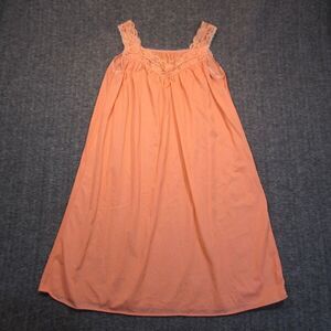 Vtg Nightgown Womens Small Slip Dress Coral Lace Trim Babydoll Negligee Coquette